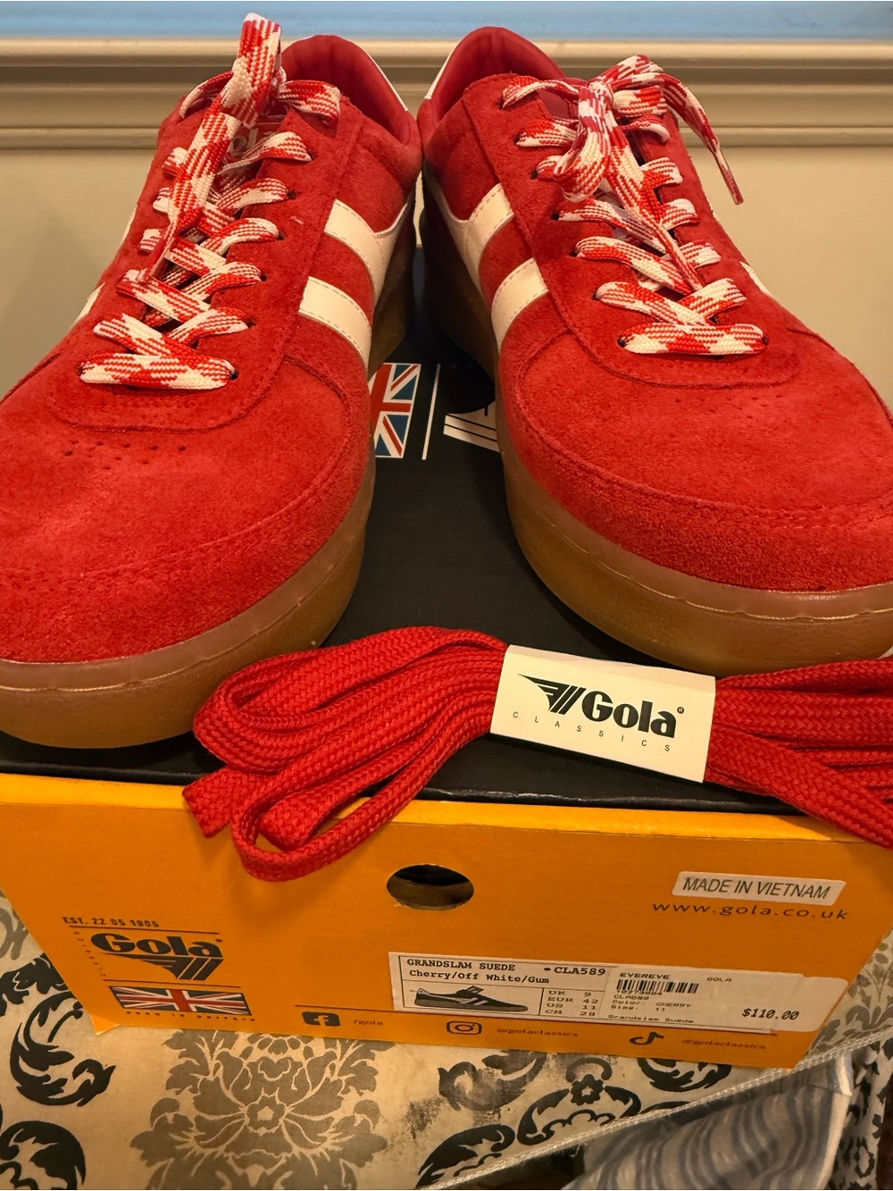 Gola Women’s Red “Grand Slam” Suede  Sneakers size 11 women’s